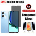 Realme Note 60 Anti-Spy Tempered Glass for Realme Note 50 Privacy Screen Protector 3 in 1 Carbon Fiber Film and Camera Protector. 