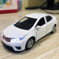 Toyota Corolla Grande Diecast Metal Model Toy Car Collection With Lights and Sounds Pull Back Action - Size Approx. 5 Inch - White. 