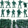 Pack of 20/60/100/200-Piece Classic Plastic Army Men Toy Soldiers Set – Military Action Figures for Kids | Green, Grey & Brown Colors. 