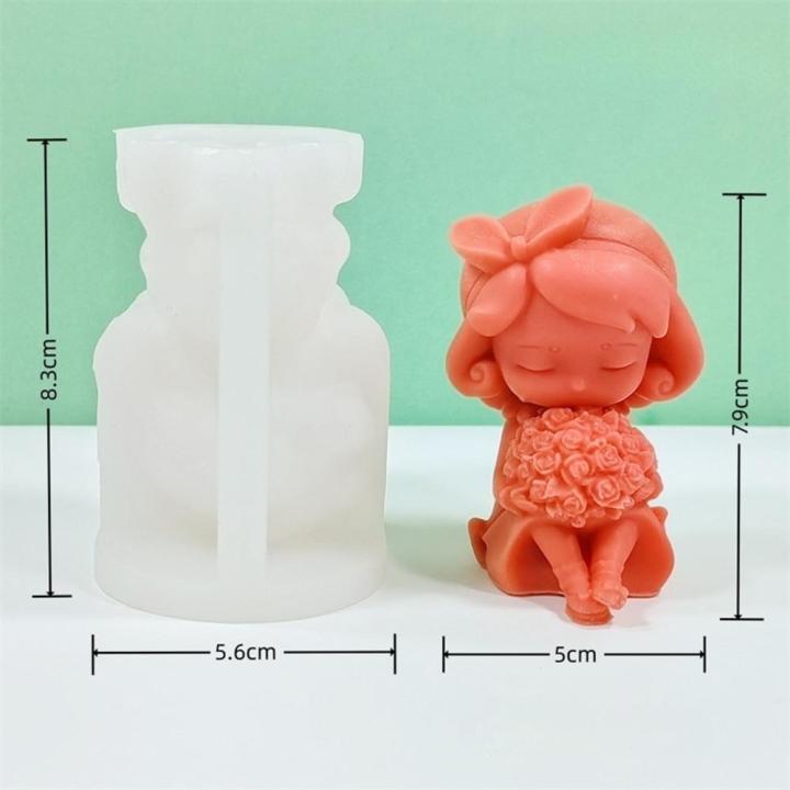 Flower Girl Candle Mold Decorative 3D Design Scented Candle Silicone Mold Heart-shape Girl Gypsum Casting Rose Candle Mould for Gift Making Home Decor Craft Enthusiasts Romantic Setting Valentine's Day Gift