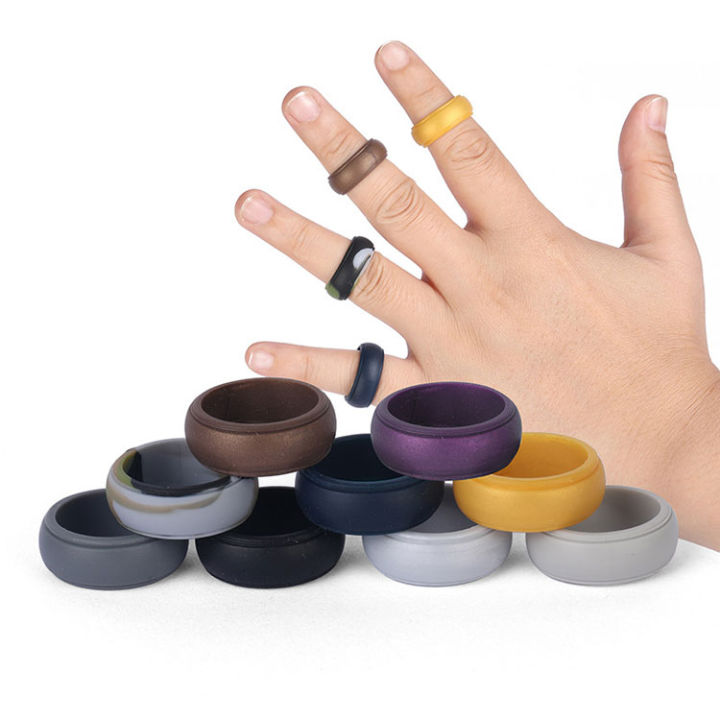 SC Wholesale Men Outdoor Sport Rings Step Edge Design Breathable Rubber Ring 2023 Classic 8mm Arc Silicone Wedding Rings for Men