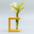 Creative Wooden Glass Tube Vase for home decoration. 