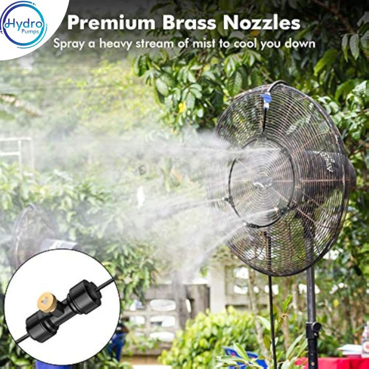 Complete MISTING FAN KIT With Pump and Brass Sprinkler Nozzles for Outdoor Misting Cooling System