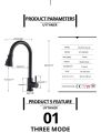Sink mixer New Black Kitchen Faucet 3-Way Water Outlet Pull Out Sprayer for Kitchen Sink 360 Degree Rotation Mixer Tap. 