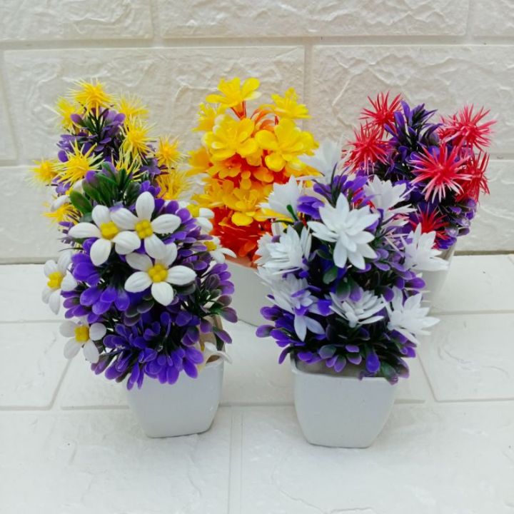 5Pcs - Beautiful Artificial Multicolor Mini Plants Home Decoration Plant for Office Table Indoor Plant Home Decor Party Decore