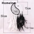 Bedroom Decor Dream Catcher Dream Catcher Black White Feather Wooden Beads Chinese Tai Chi Home Wall Decoration. 