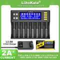 Liitokala Lii-S8 8 Slots LCD Battery Charger for Li-ion LifePO4 NiMH Ni-Cd 9V Batteries Ranging from 21700 20700 26650 18650 PCR123 18700 AA AAA Battery Charger. 