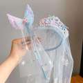 Elsa Headwear Girl Ice and Snow Fantasy Hair Accessories Crown Headdress Magic Stick Princess Bow Wig Hairpin. 