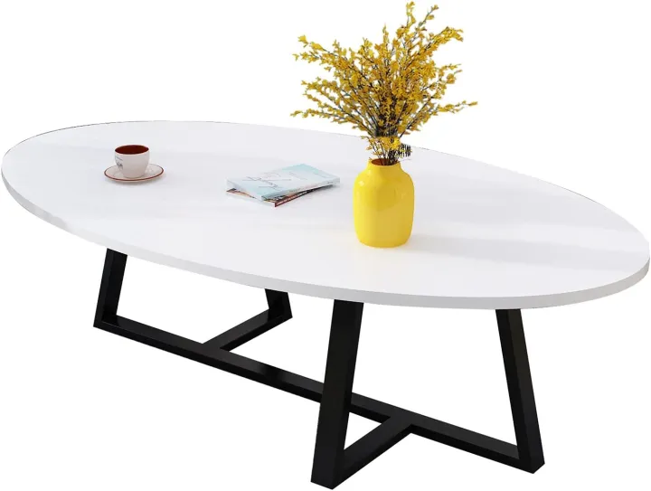 Coffee%20Table,%20Japanese%20Oval%20Low%20Table%20(100x50x45cm),%20E1%20Environmental%20Protection%20Board+Carbon%20Steel%20Bracket%20Leisure%20Table%20-%20Image%203