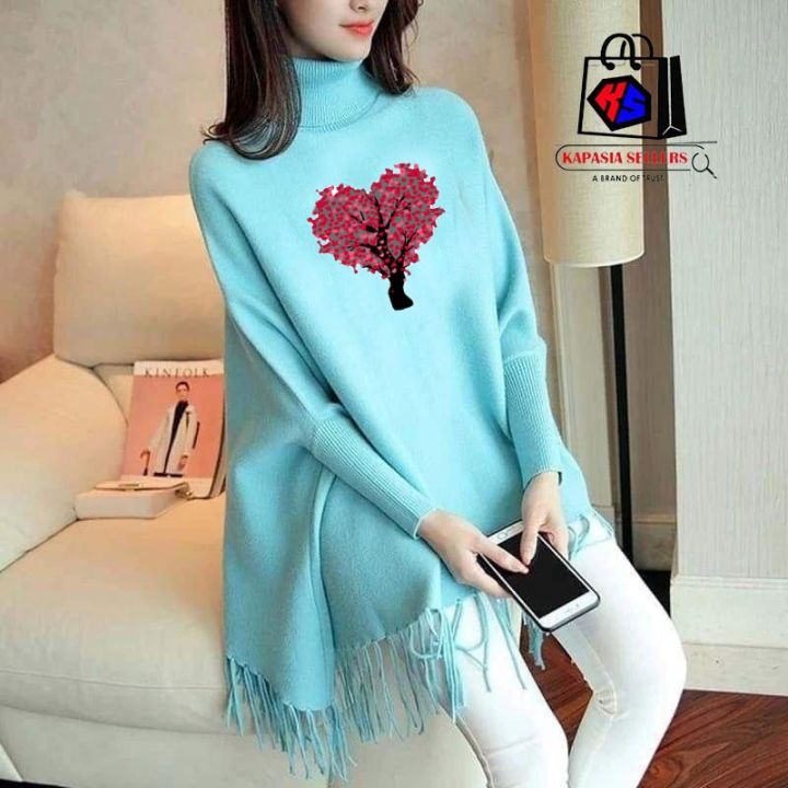 Women%20Hearts%20Tree%20Printed%20Fleece%20Poncho%20For%20Women%20Winter%20Printed%20Poncho%20For%20Girls%20-%20Image%205