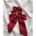 bow silk scrunchies for girls/ soft ponytail-pack of 1. 