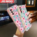 JIUMOO For Tecno Spark 8 Pro Case Cartoon Fashion Flower Side Edge Square Pattern Luxury Plating Phone Case Full Camera Casing Shockproof Protection Cases Soft Back Cover Softcase. 