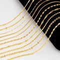 Genuine 24k Yellow Gold Necklace For Women Water Wave Chain Snake Bone/Round Bead/O Chain 45cm Necklace Pendant Fine Jewelry. 