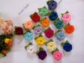 Crochet Rose Flower, Leaves, Multicolored, Valentine's day Gift, Hair Accessories, Clothing, Handmade, Décor, 5/10/20 pcs, Crochet Flower Applique.. 