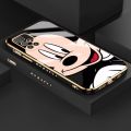 YIWESAN Case For Redmi 10 Prime Case Cartoon Mickey Mouse Side Design Phone Case Square Edge Pattern Silicone Softcase Luxury Plating Casing Full Cover Camera Shockproof Protection Cases. 