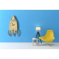 Rocket Designs Wooden Wall Clock, 3D Wall Clock for Kids Room, 3D Laser Cut Kids Wall Clock. 