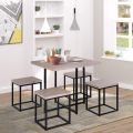 5 Piece Dining Table Set, Dining Set for 4 with Square Stools, Small Kitchen Table Set with Metal Frame, Compact Design for Small Space, Home Kitchen. 