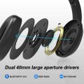 WorWoder 80Hrs Wireless Over Ear Headphones, Bluetooth 5.0 Wireless & Wired Mode, HiFi Stereo Foldable Bluetooth Headset, Soft Memory Foam Earmuffs for Work Travel Online Class (BLACK). 