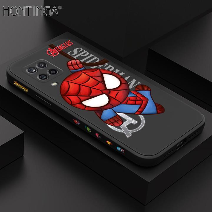 Hontinga for Samsung Galaxy A12 5G / 4G / M12 Case Side Design Phone Cover Cartoon Anime Cover Square Edge Pattern Liquid Silicone Trend Case