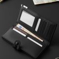 Yuandeli Men’s Long PU Leather Wallet | Slim Business Card Holder | Multi-Card Bifold Purse for Men. 