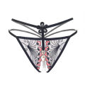 Breathable Mesh Hot Embroidered Lingerie Women's Open Crotch Free Pearl Women's T-Back Thin 2254. 