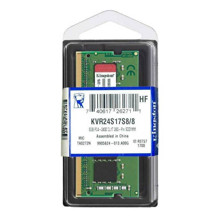 Kingston Technology ValueRAM 8GB 2400Mhz DDR4 Non-ECC CL17 SODIMM 1Rx8 - KVR24S17S8
