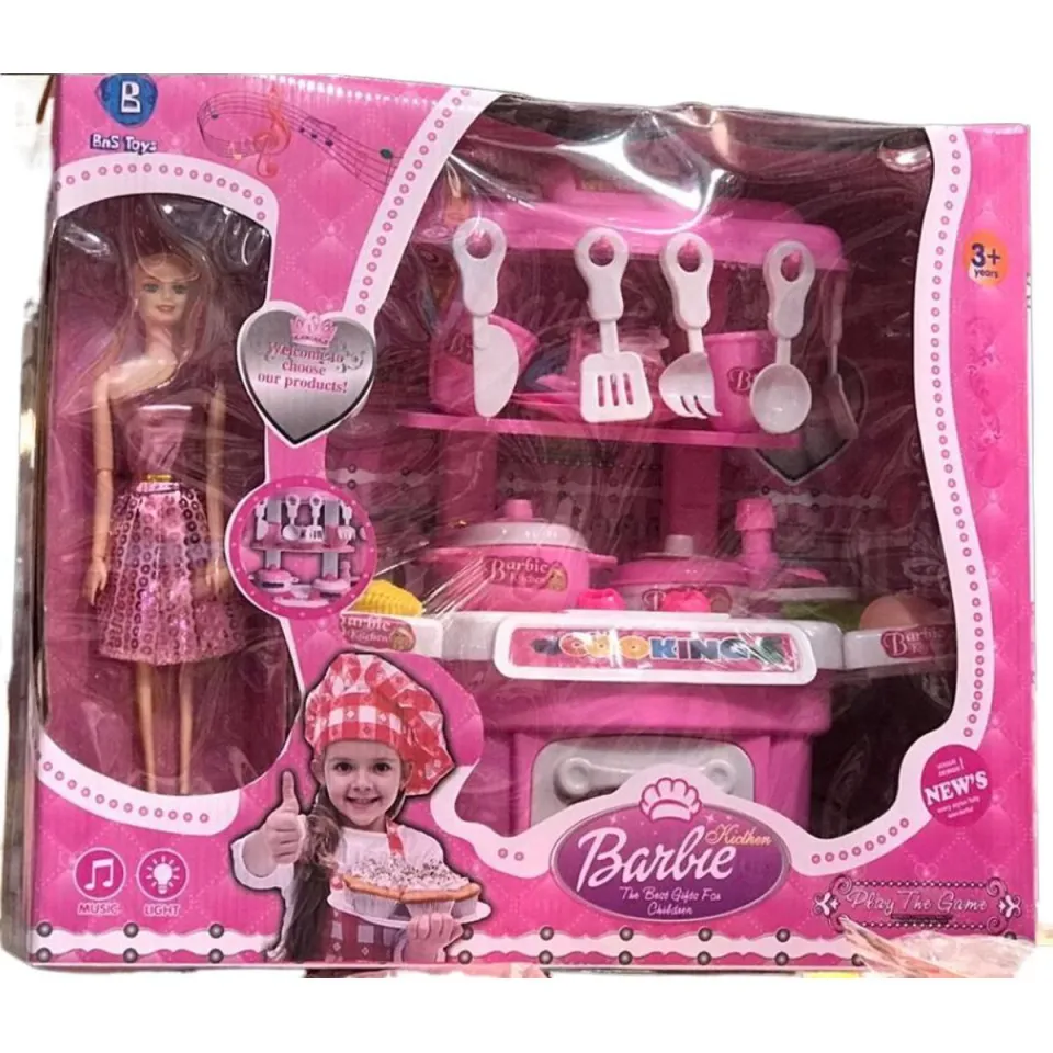 HouseHold Kitchen Accessories Barbie Toy Set For Girls With Doll
