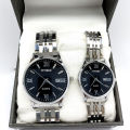 Pack of 2 - Couple Watches Top Branded Fashion Quartz High-Quality Stainless-Steel Chain Water Resistant Pair Watches for Couple. 