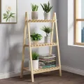 Wooden Plant Stand 2 Tier Foldable Flower Pot Display Shelf Rack Solid Wood Floor Two-layer Storage Balcony Folding Flower Stand. 
