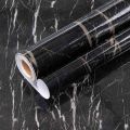 2 Mtr Roll Wall Paper Waterproof Heat Resistant Self Adhesive Black Marble Design Anti Oil Kitchen Wallpaper Marble Sheet for Kitchen Furniture Stickers PVC Wallpaper  Cabinets Gloss Film Vinyl 45x200 cm Marble Wall Sticker Sheet. 