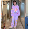 2 Pcs/Set Tops + Warm Pant Extra Soft Fleece Polyester Women Pajama Sets Cartoon Flannel Sleepwear. 