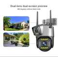 Dual Lens PTZ Outdoor Wifi Security Camera, HD IP Smart Dome Color Night Version Two way audio, Weather Proof SD card slot V380 White. 