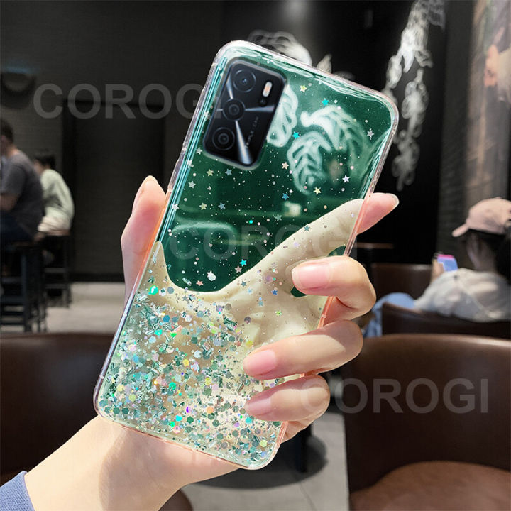 For OPPO A16 / OPPO A54 4G Back Cover Luxury Bling Shining Gold Foil Girls Cases Space Glitter Stars Soft Silicone Mobile Phone Protective Case
