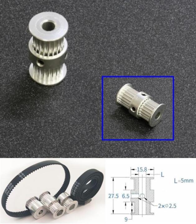 GT2 Double Heads Timing Pulley 20 teeth ID 5mm belt width 6mm CNC