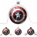 Marvel Avenger Captain America Shield Cabochon Glass Pendant Chain Necklace. 