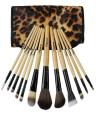 12 Pieces Makeup Brushes Set With Beautifull Brown Cheeta Pouch For Girls. 
