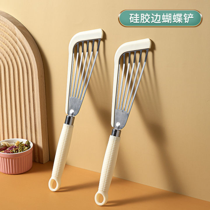 Stainless Steel Fried Fish Shovel Handle Steak Spatula Fan-Shaped Butterfly Slotted Turner High Temperature Resistant Non-Stick Pan Hollow Shovel