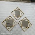 Wall Mirror Set of 3 Pcs or 4 Pcs Plastic Material 10 Inch Square Design. 
