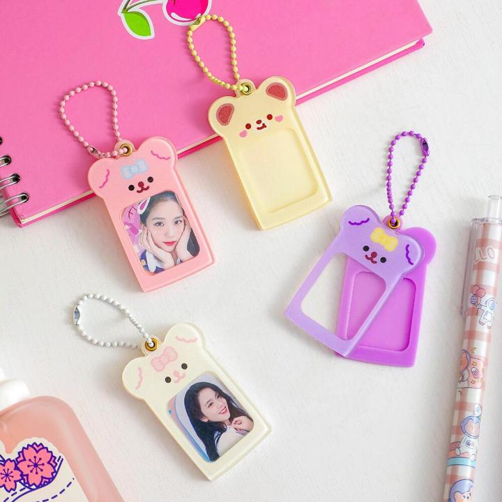 Kawaii DIY Photo Card Keychain Photo Frame Ancient Card Transparent Acrylic Disc Star Chasing Pendant School Stationery