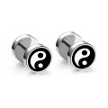 Pair Unisex Chinese Yin and Yang Stainless Steel Stud Earrings For Men Women Jewelry Round Tai Chi Dumbbell Earrings 1. 