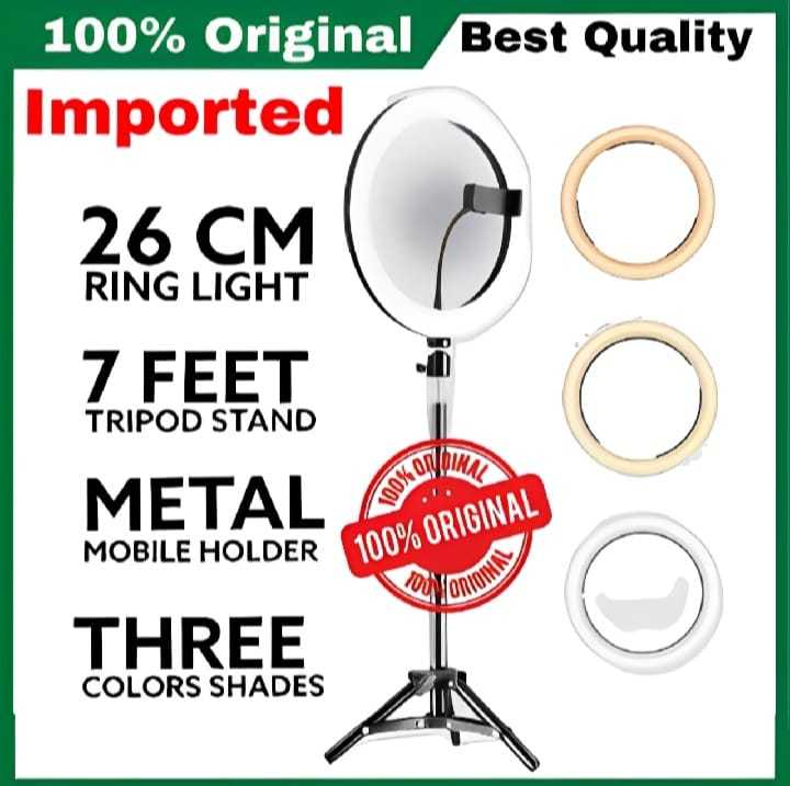 26CM Selfie LED Ring Light Feet Tripod Stand Mobile Phone Holder 26 CM  ring light with Best Quality 7ft tripod Stand for videos Photography Tiktok 