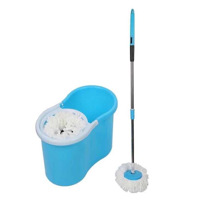 Magic Floor Mop Set 360 Degree Microfiber Spin Spinning Rotating Head Magic Mops Set Bathroom Cleaning Tool - Blue