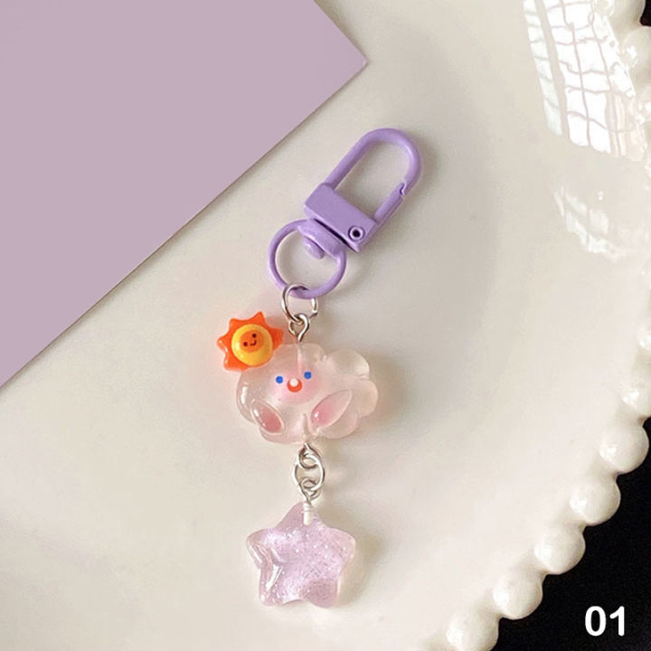 Cute Cartoon Cloud Star Keychain Pentagram Key Chain For Girls Children Decoration Key Ring Jewelry