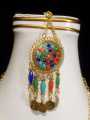 Gold Plated Multicolor Afghan Style Necklace Set with Coins – Traditional Handmade Ethnic Jewelry. 