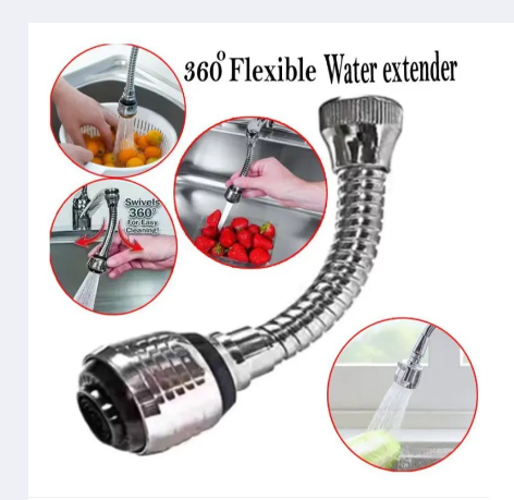 HydroFlex , TURBO FLEX , 360 Stainless Steel FLEXIBLE FAUCET SPRAYER,  Tap Mover Instant Hands Free Swivel Spray Hose Spray Sink KITCHEN FAVOURITE, ,Rotatable Anti-Splash Faucet Nozzle Head with Hose  Spray Sink - Kitchen Sink Faucet Extender.