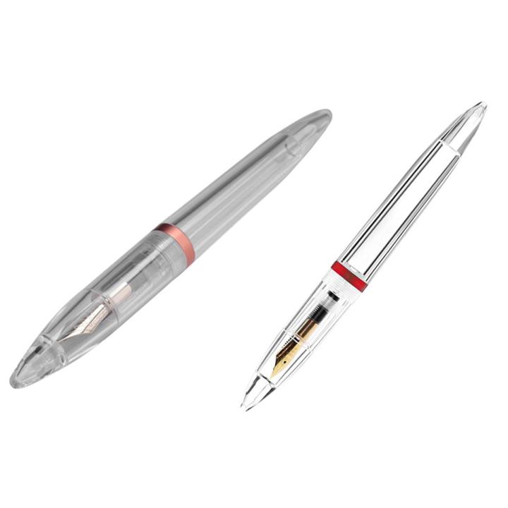 2x 0.5mm Nib Fountain Pen with Eyedropper High Capacity Transparent