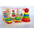 Rainbow Three Column Tower Wooden Educational Toy. 