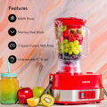 Geepas 4-in-1 multi-function food processor (Model-GSB9990) | electric blender juicer, 2-speed with pulse function & safety interlock | 800w |juicer, blender, mixture & coffee mill included- assorted | RED. 