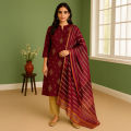 Fashion Vista Pure Organza Bunch 3 PC Unstitched Suit With Organza Zari Lining Dupatta and Maysori Trouser - Unstitched Fabric For Women - Dress For Girls - Dress For Women - (Magenta Color). 