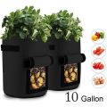 Potato Grow Bag 10 Gallons (14 inches depth, 15.5 inches diameter), Non-woven Breathable Fabric Sweet Potato / Onion/ Carrot Planter, Velcro Window Vegetable Peanut Growing Box Bucket Pot. 